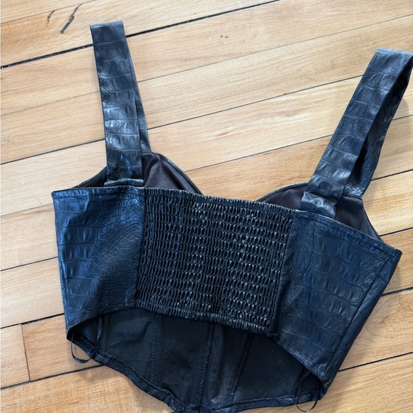 O.L.M. Black faux leather corset style crop top - Picture 6 of 6